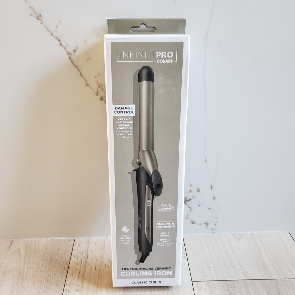 InfinitiPro Conair Nano Tourmaline Ceramic Curling Iron 1" Adjustable Heat